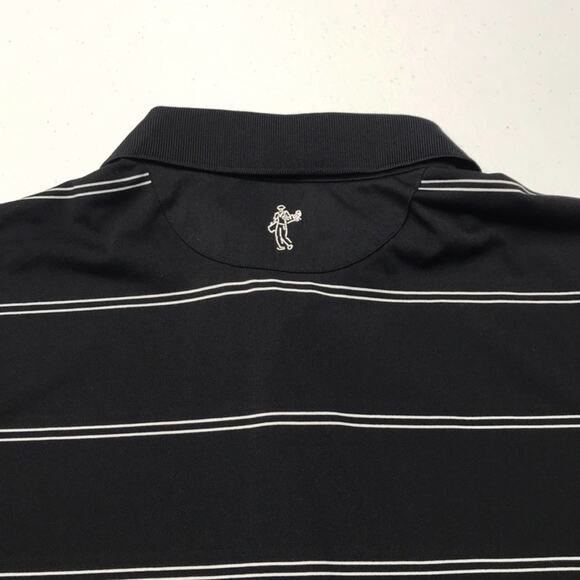 ASHWORTH GOLF Mens Black Striped Polo Shirt - Picture 3 of 3